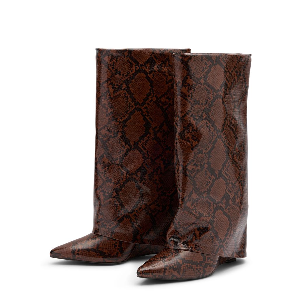 Snake hoge sleehak laarzen met flap