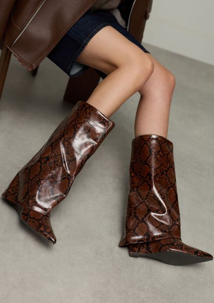 Snake hoge sleehak laarzen met flap