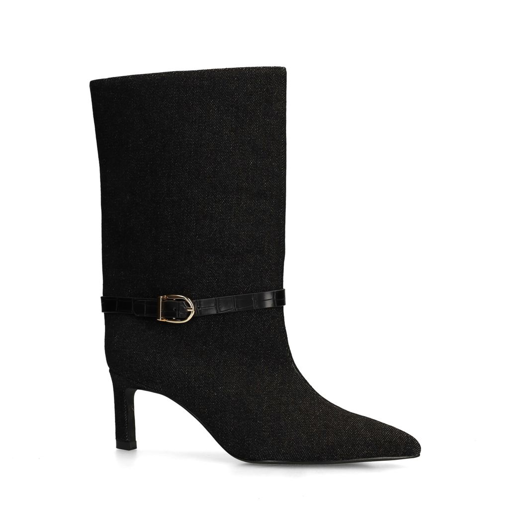 Bottines à talon en denim - noir