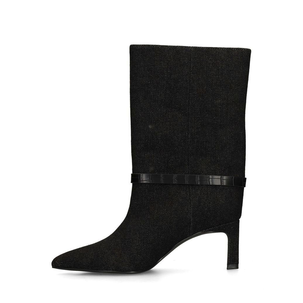 Bottines à talon en denim - noir