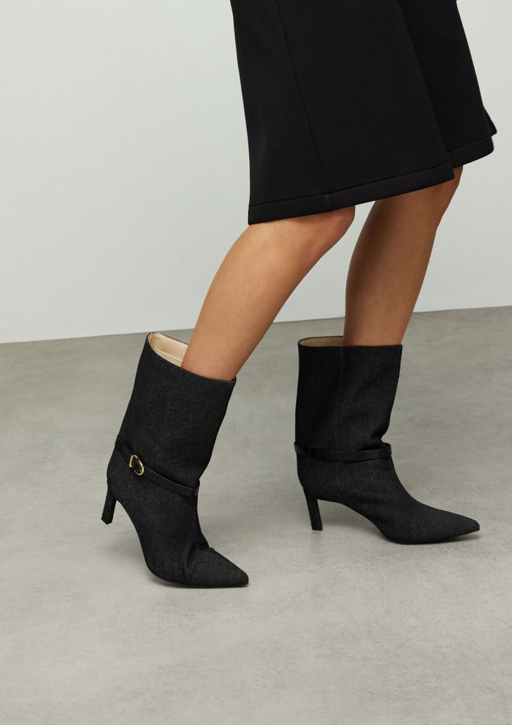 Bottines à talon en denim - noir