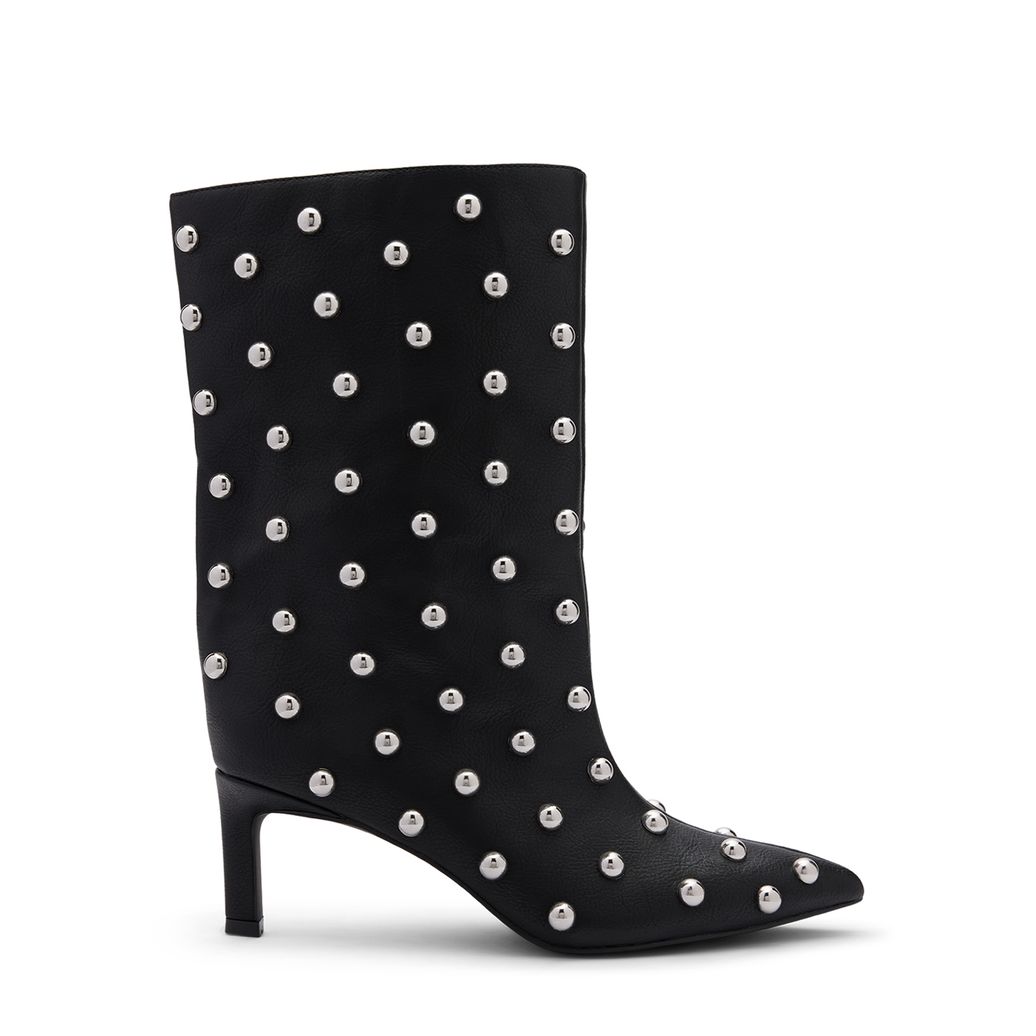 Schwarze Stiefeletten mit silberfarbenen Nieten