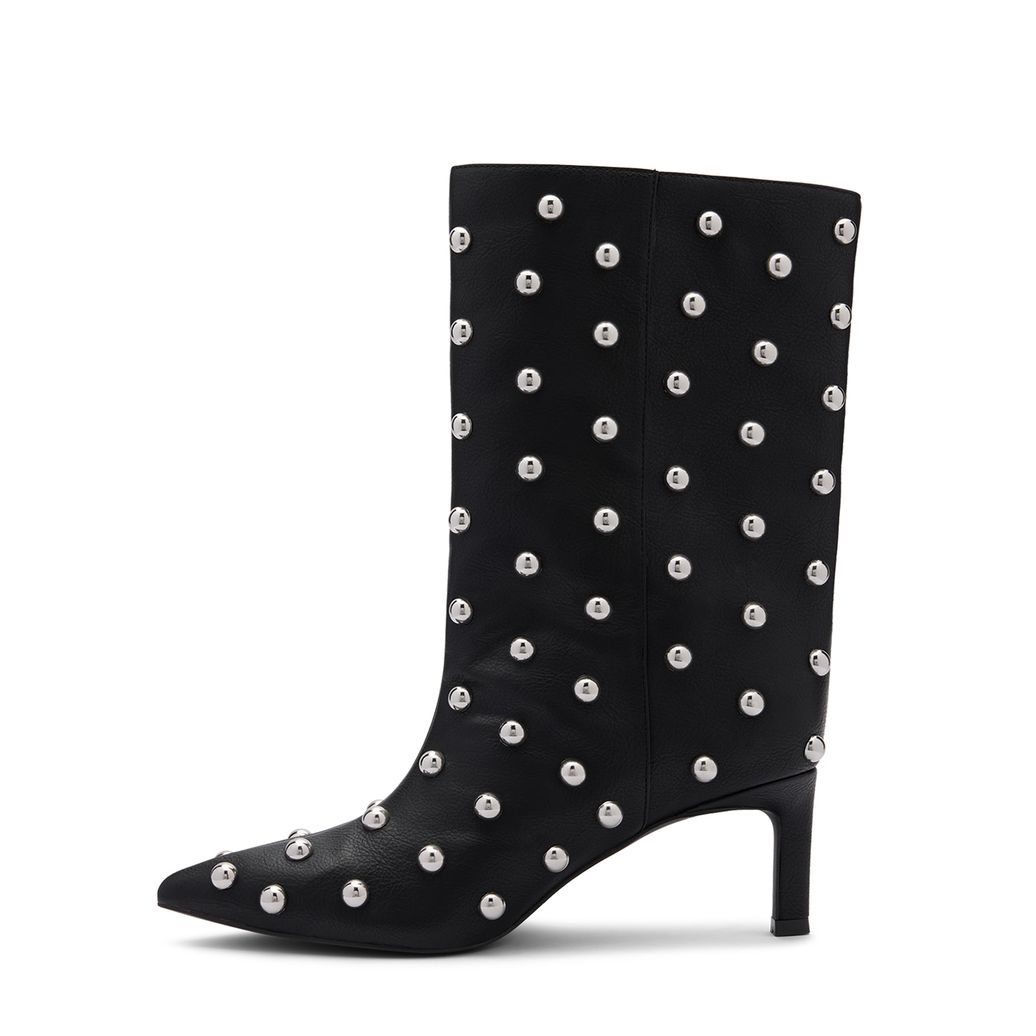 Schwarze Stiefeletten mit silberfarbenen Nieten