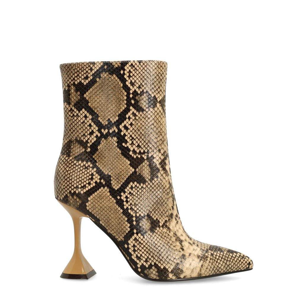 Bottines avec talon entonnoir et imprimé serpent