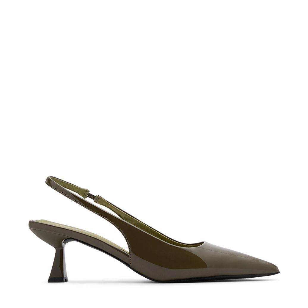 Grüne Slingbackpumps aus Lack