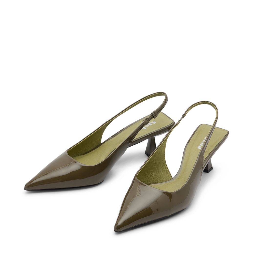 Grüne Slingbackpumps aus Lack