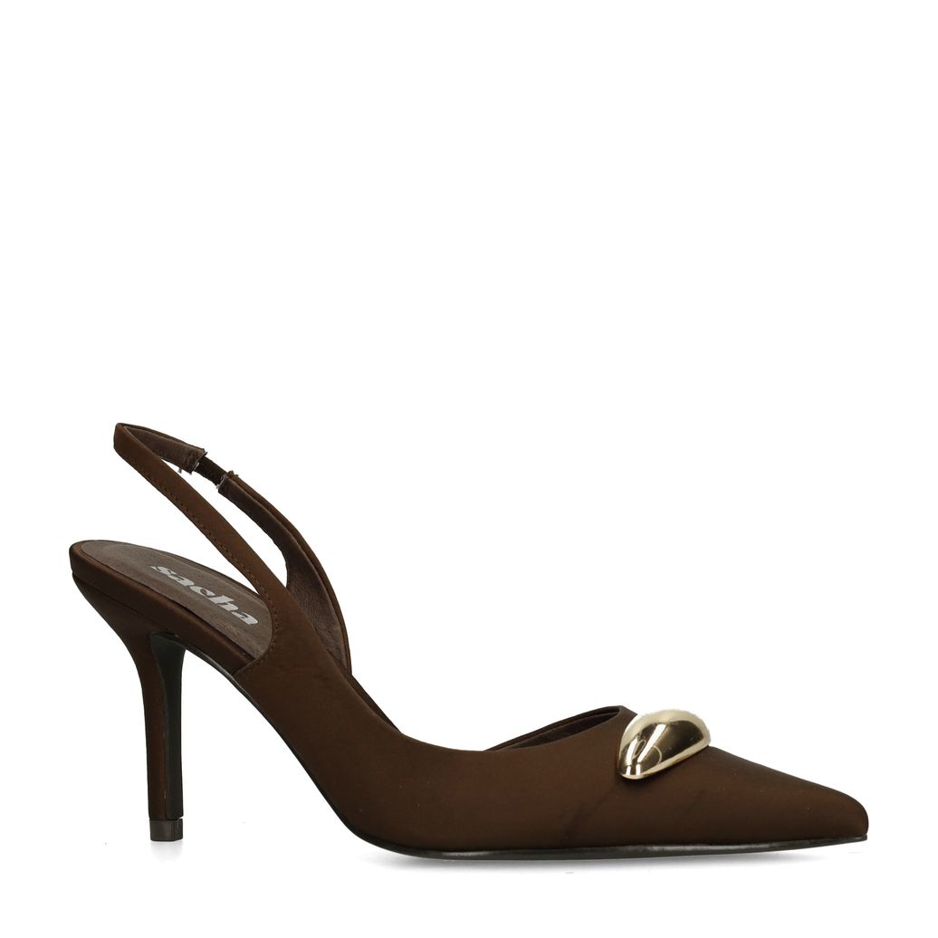 Escarpins slingback avec détail - marron