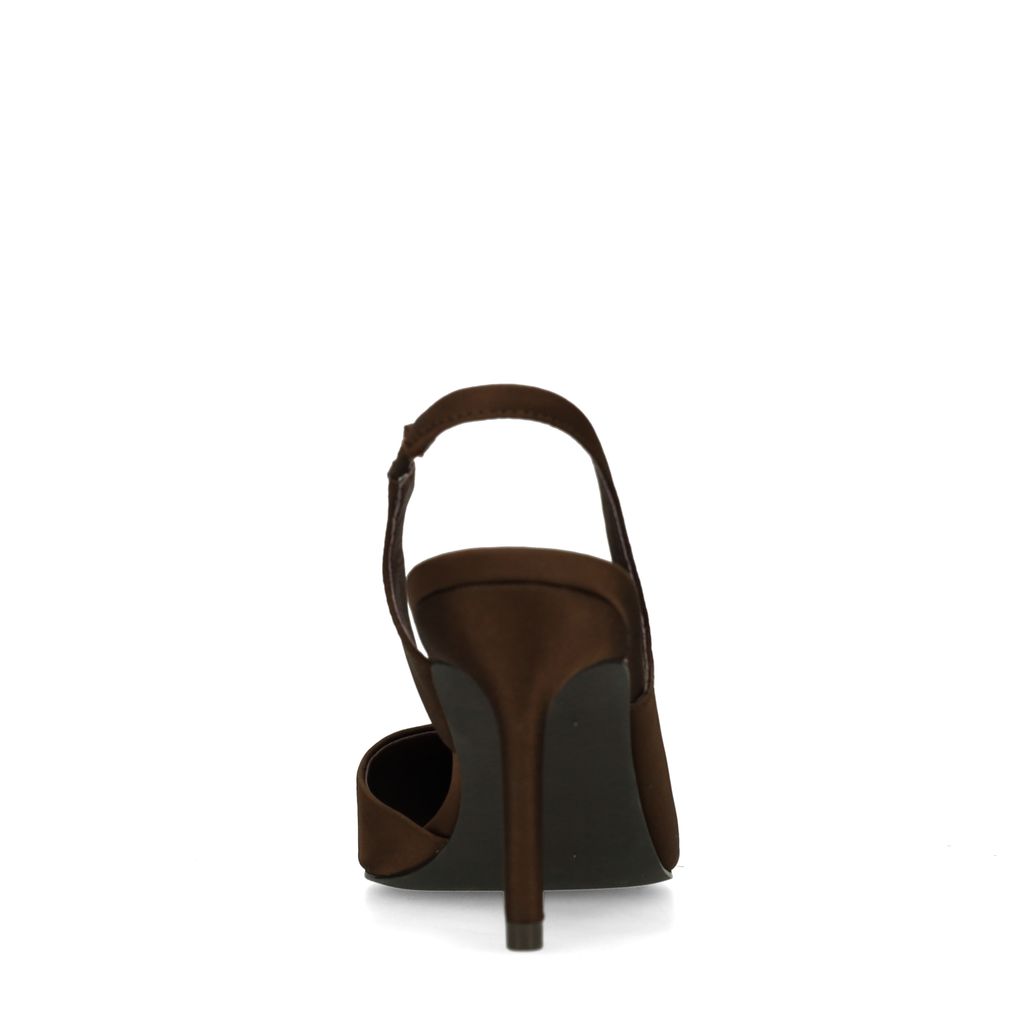Bruine slingback pumps met goudkleurig detail