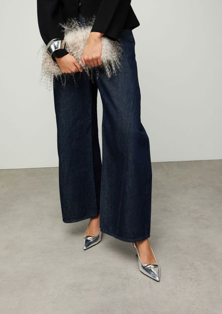 Zilveren metallic slingback pumps