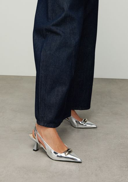 Escarpins slingback métallisés - argenté