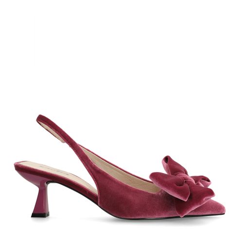Roze velours slingback pumps met strik