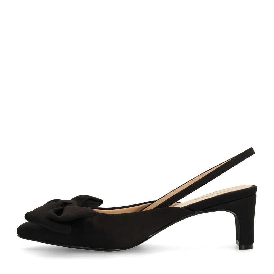 Schwarze Slingbackpumps mit Schleife