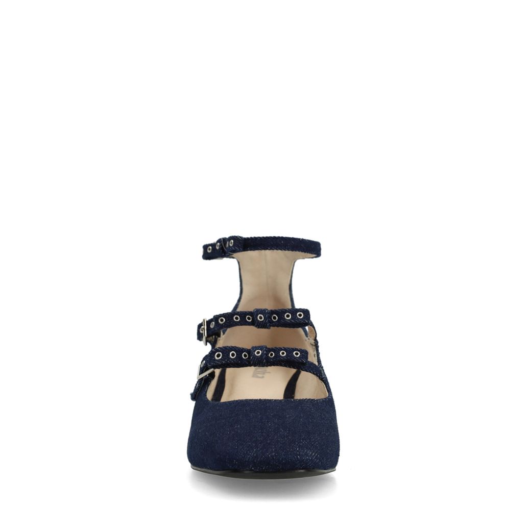 Dunkelblaue Mary Jane's in Denim-Optik