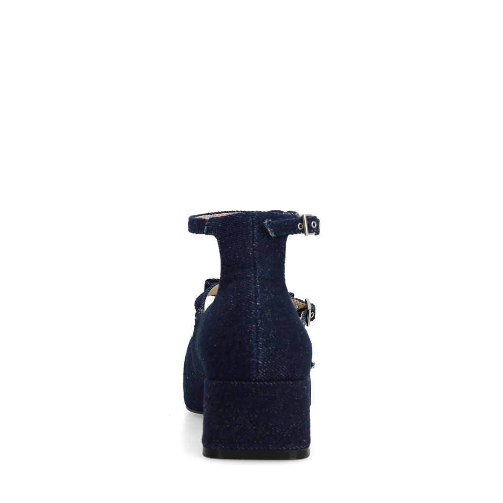 Dunkelblaue Mary Jane's in Denim-Optik