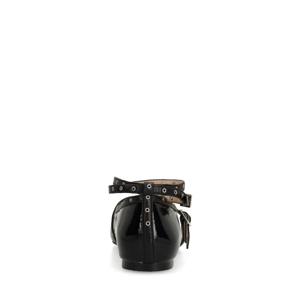 Zwarte lak ballerina's met studs en bandjes