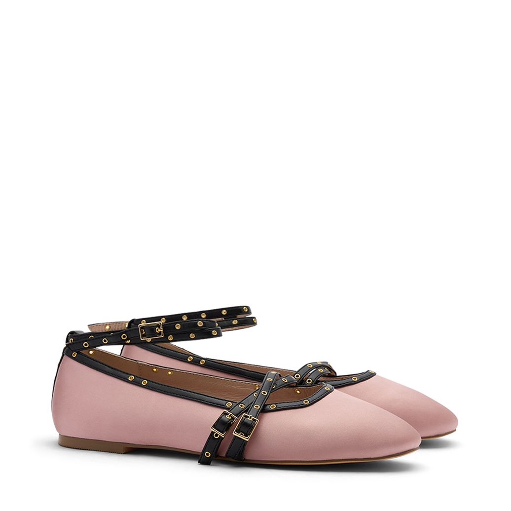 Roze ballerina's met gespen en bandjes