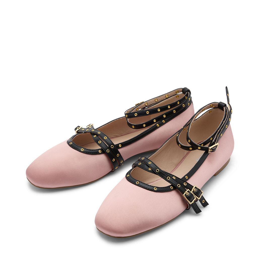 Roze ballerina's met gespen en bandjes