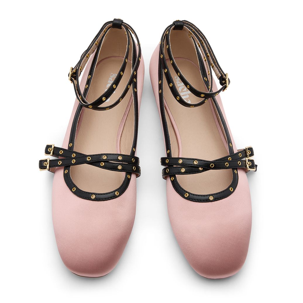 Roze ballerina's met gespen en bandjes