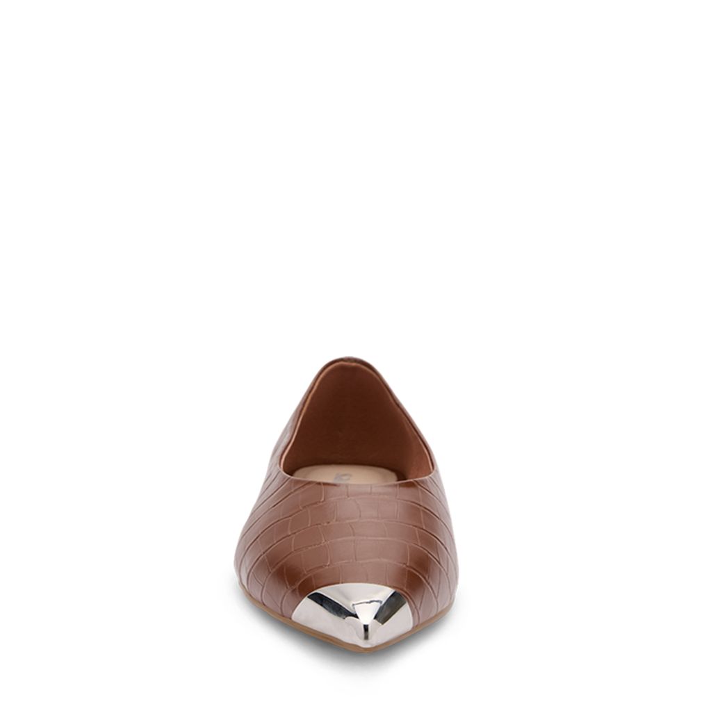 Ballerines croco avec détail - marron