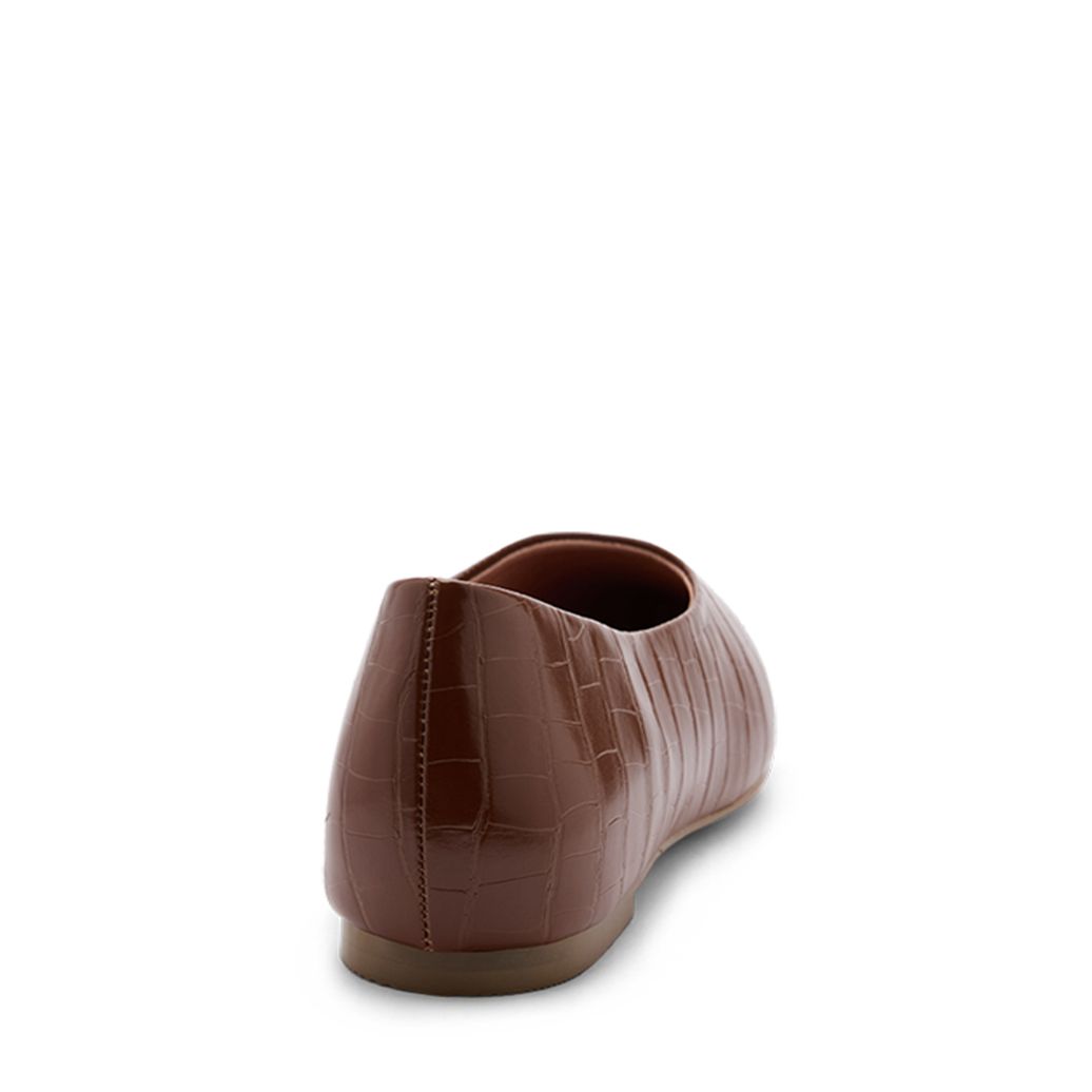 Braune Kroko-Ballerinas mit silberfarbenem Detail