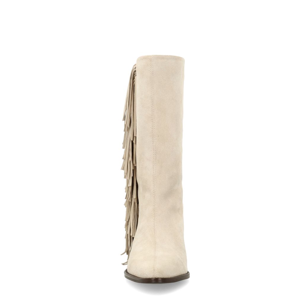 Beige suède cowboylaarzen met franjes