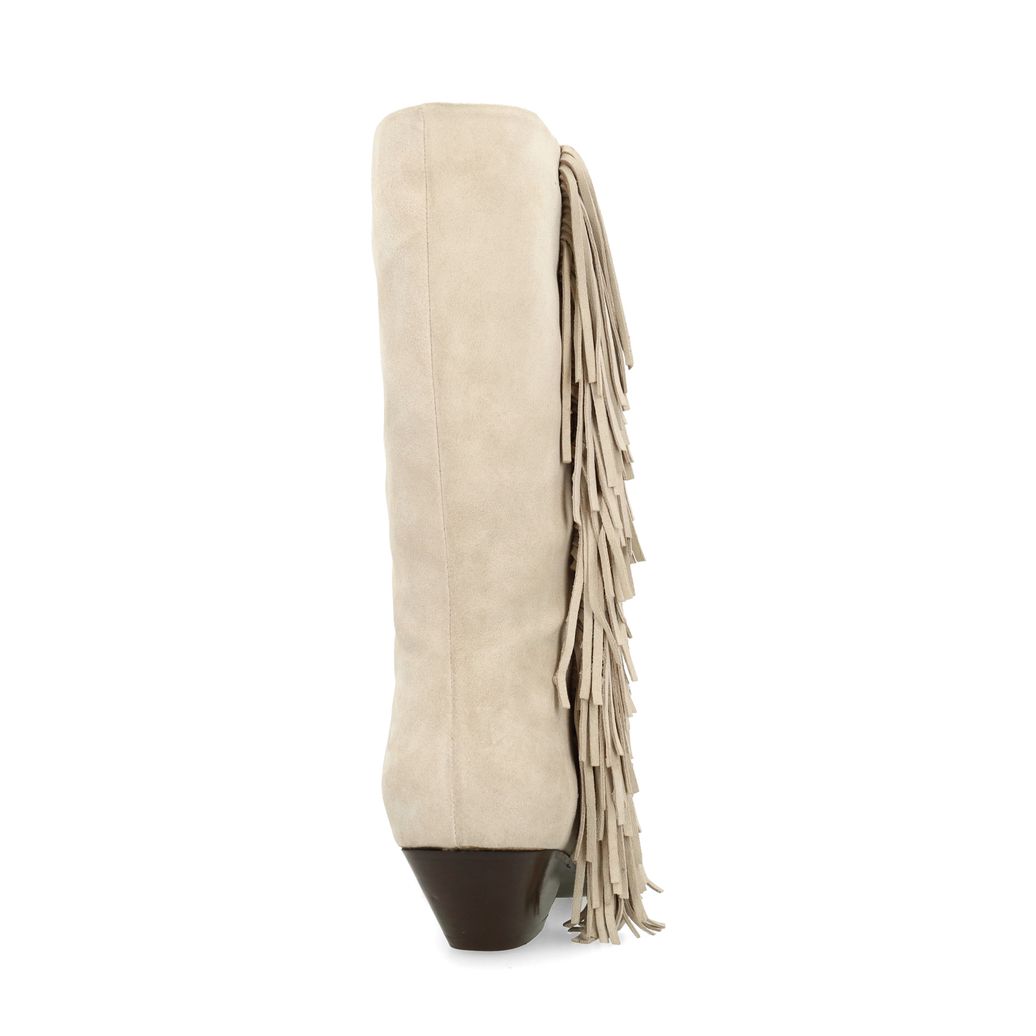 Santiags en daim avec franges - beige