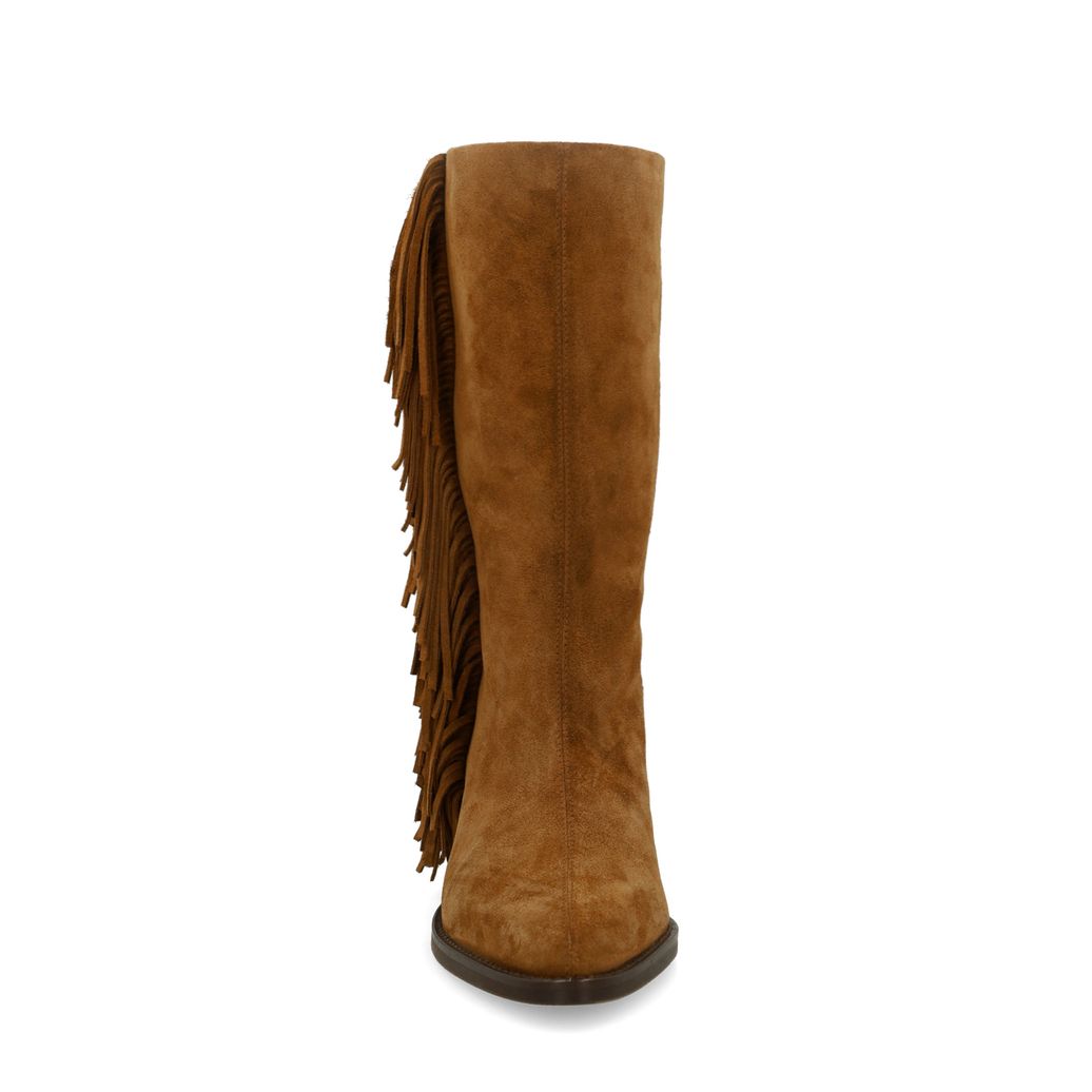 Cognac suède cowboylaarzen met franjes
