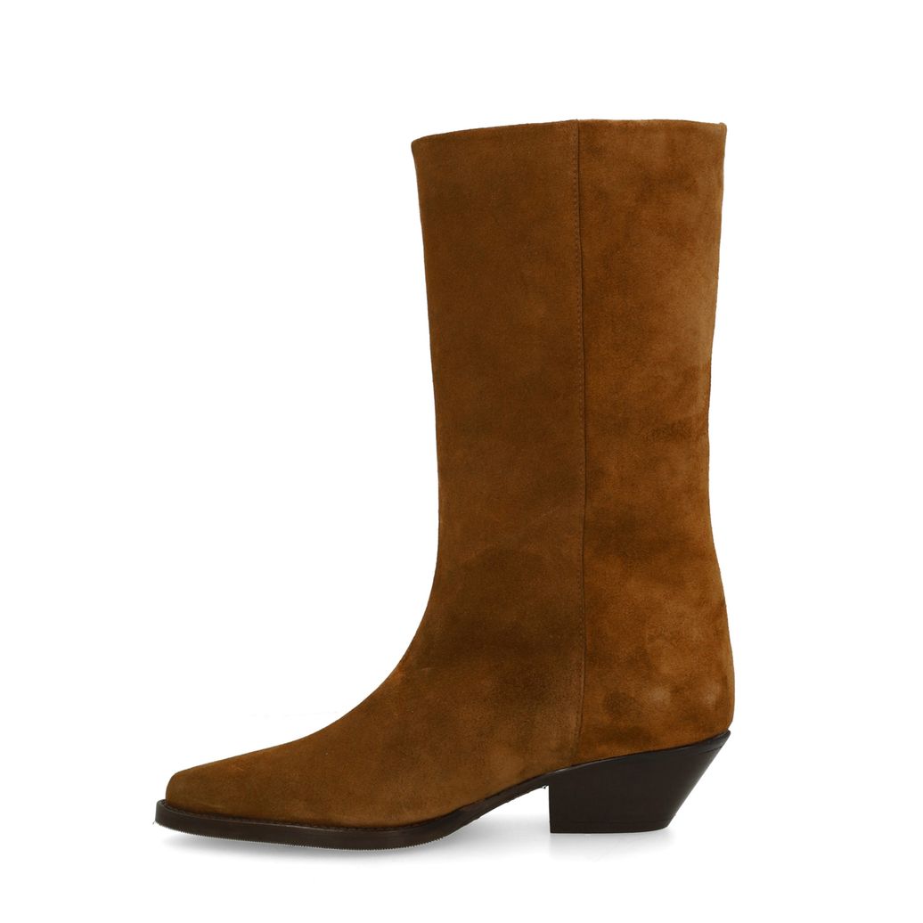 Cognac suède cowboylaarzen met franjes