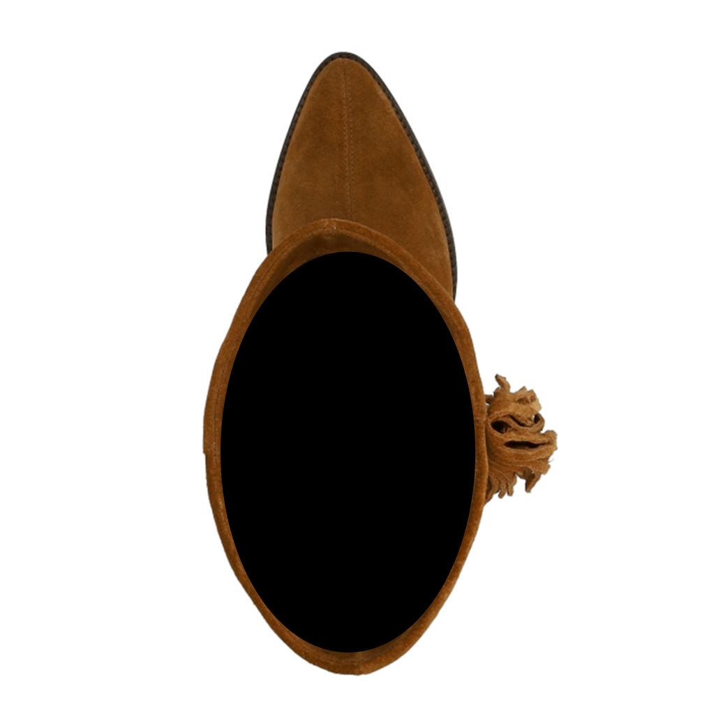 Cognac suède cowboylaarzen met franjes