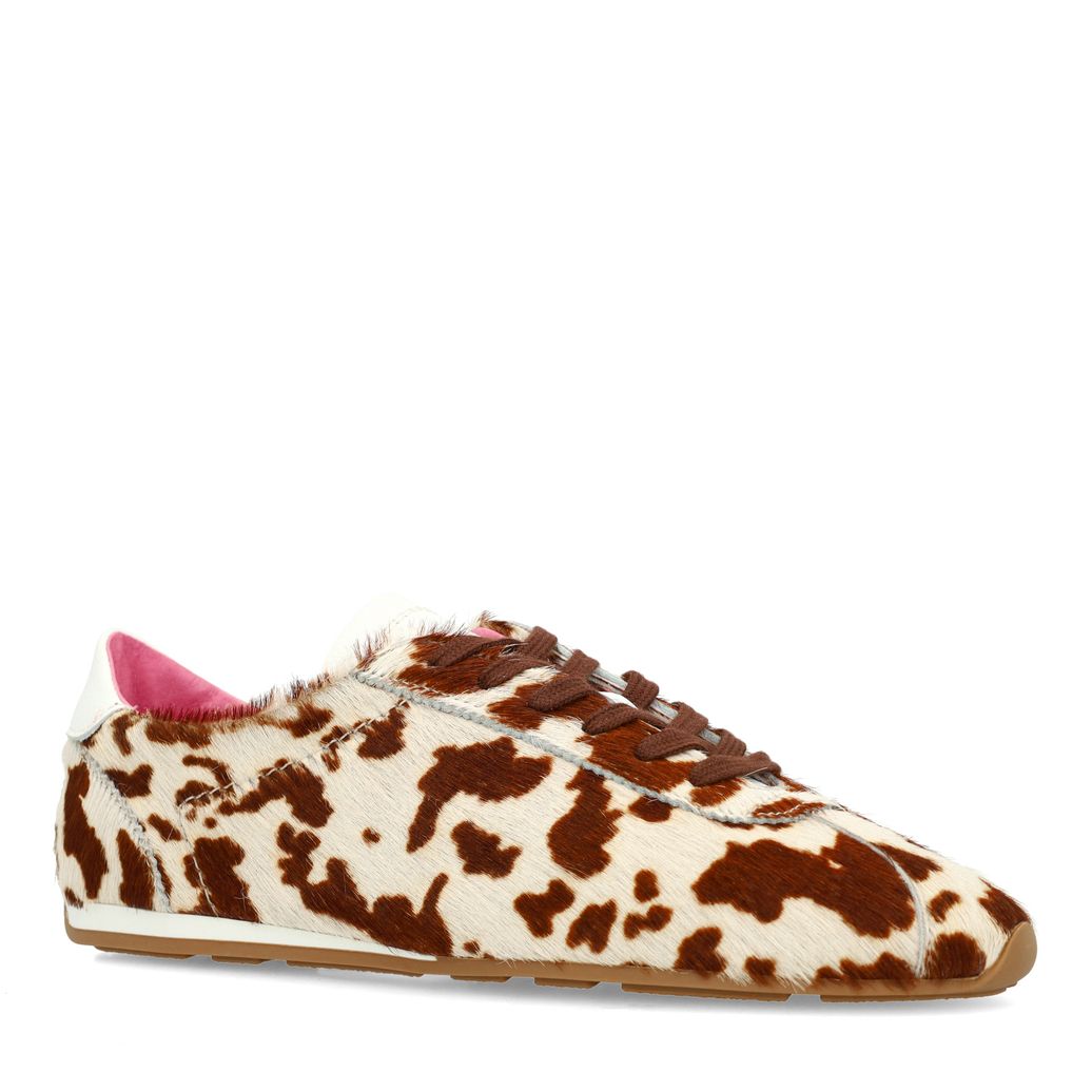 Baskets cow print avec lacets roses