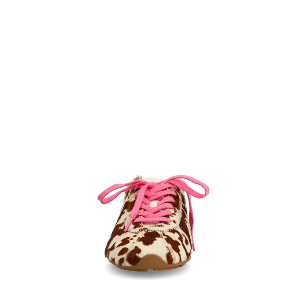 Baskets cow print avec lacets roses
