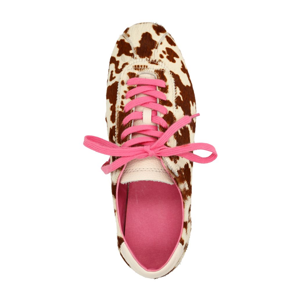 Baskets cow print avec lacets roses