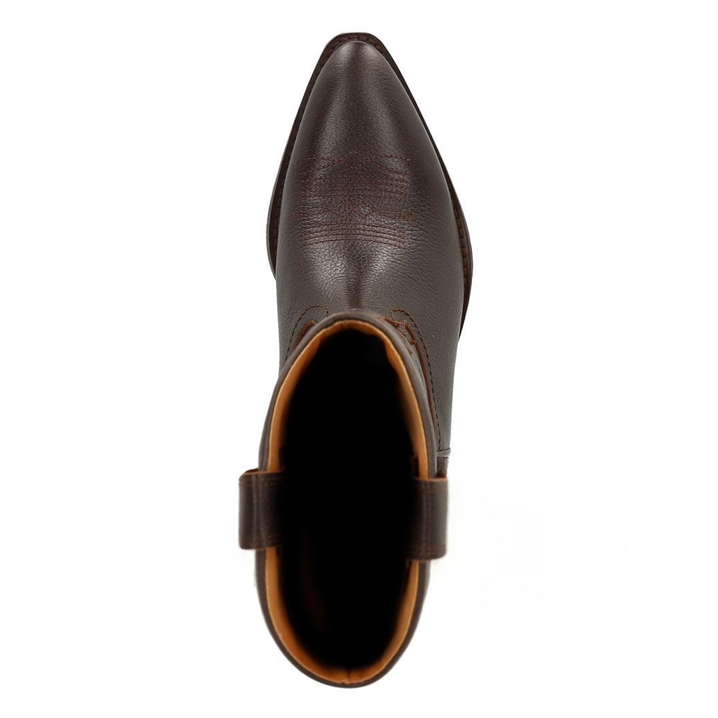 Santiags en cuir avec surpiqures décoratives - marron