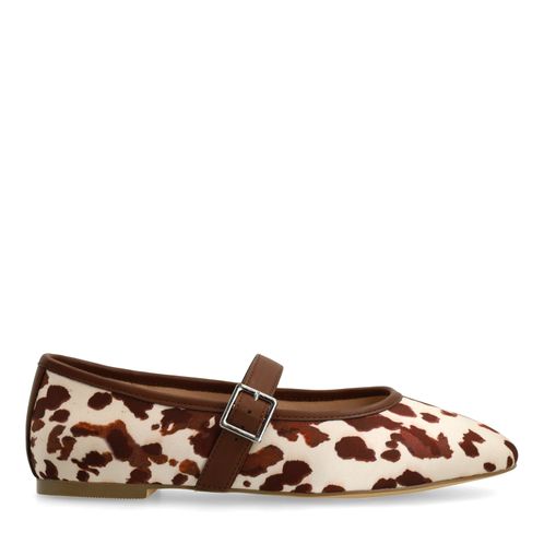 Bruine cow print ballerina's