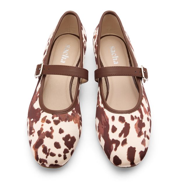 Braune Ballerinas mit Kuhfellmuster