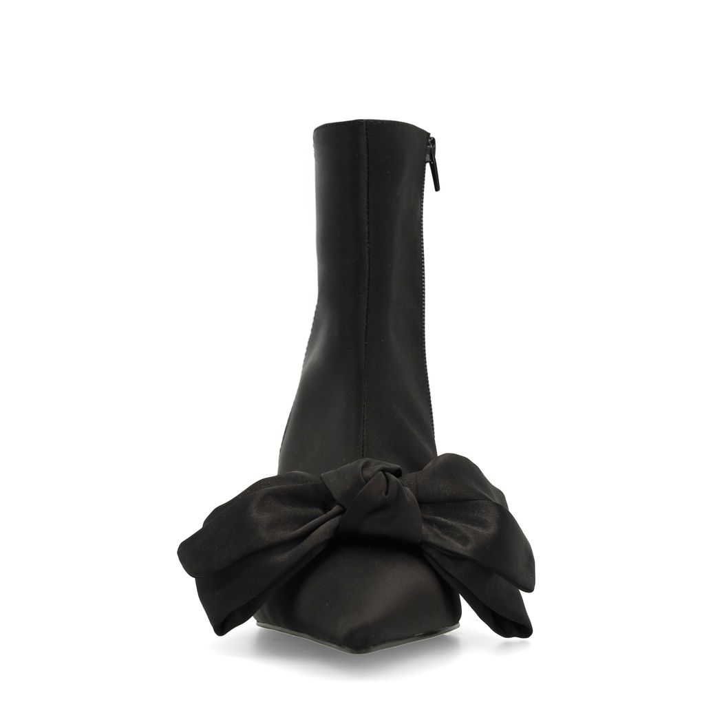 Schwarze Absatz-Stiefeletten mit Schleife