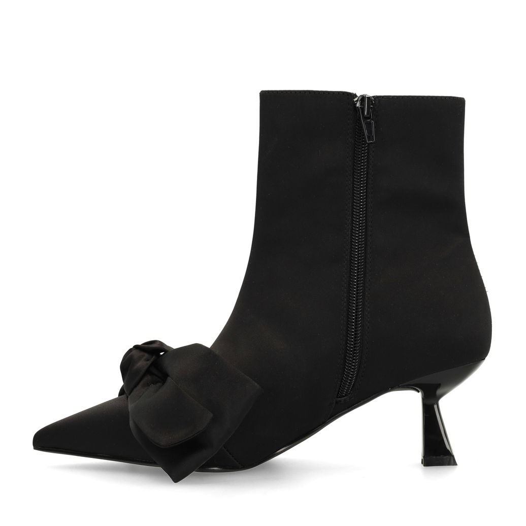 Schwarze Absatz-Stiefeletten mit Schleife