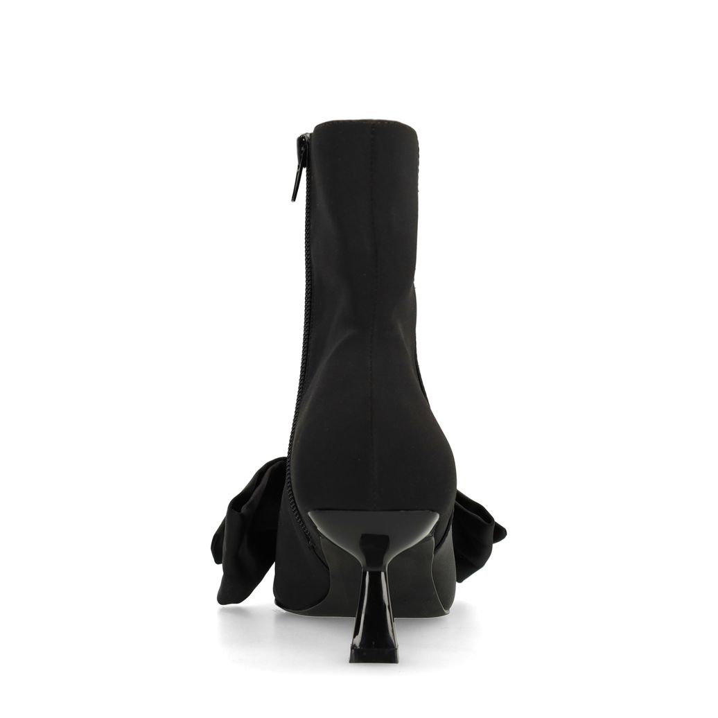 Schwarze Absatz-Stiefeletten mit Schleife
