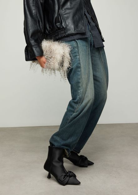 Bottines à talon et nœud - noir