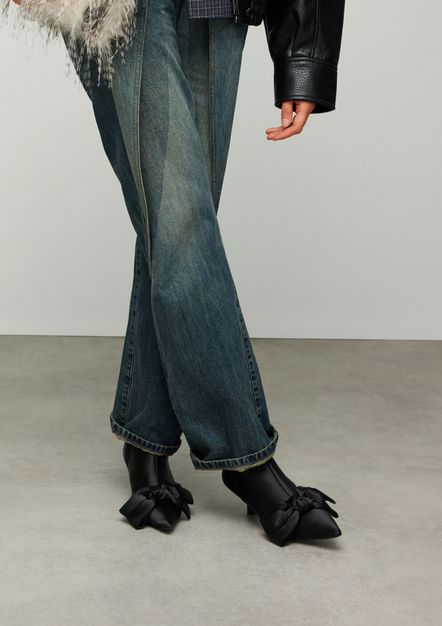 Bottines à talon et nœud - noir