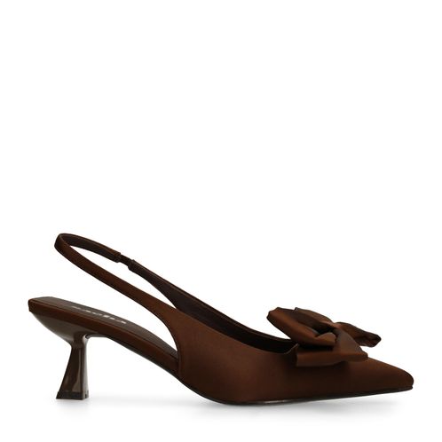 Bruine slingback pumps met strik
