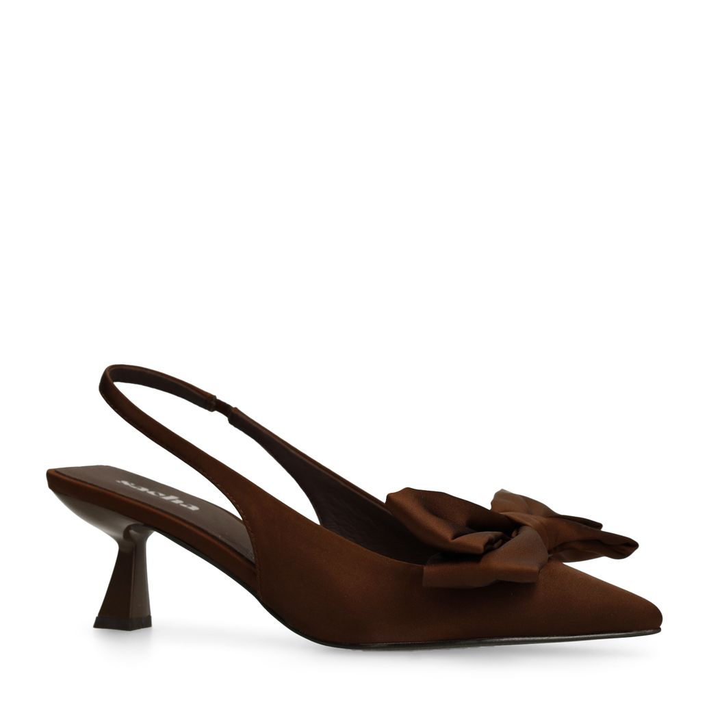 Braune Slingbackpumps mit Schleife