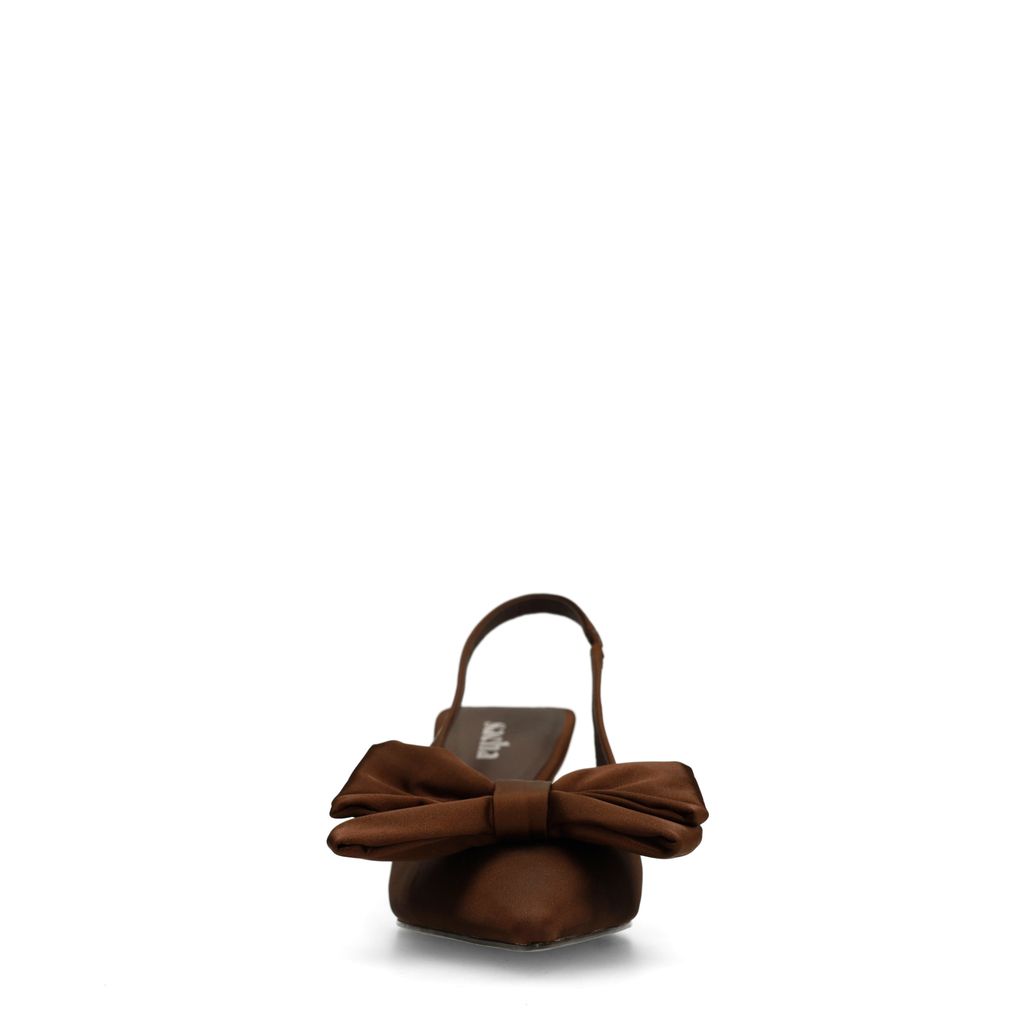 Bruine slingback pumps met strik