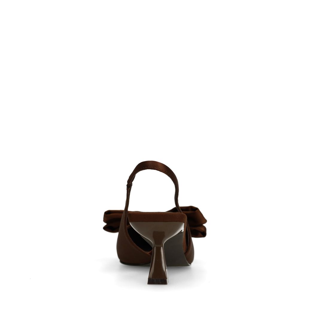 Bruine slingback pumps met strik