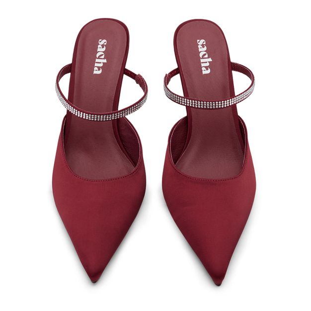 Escarpins avec bande strass - rouge