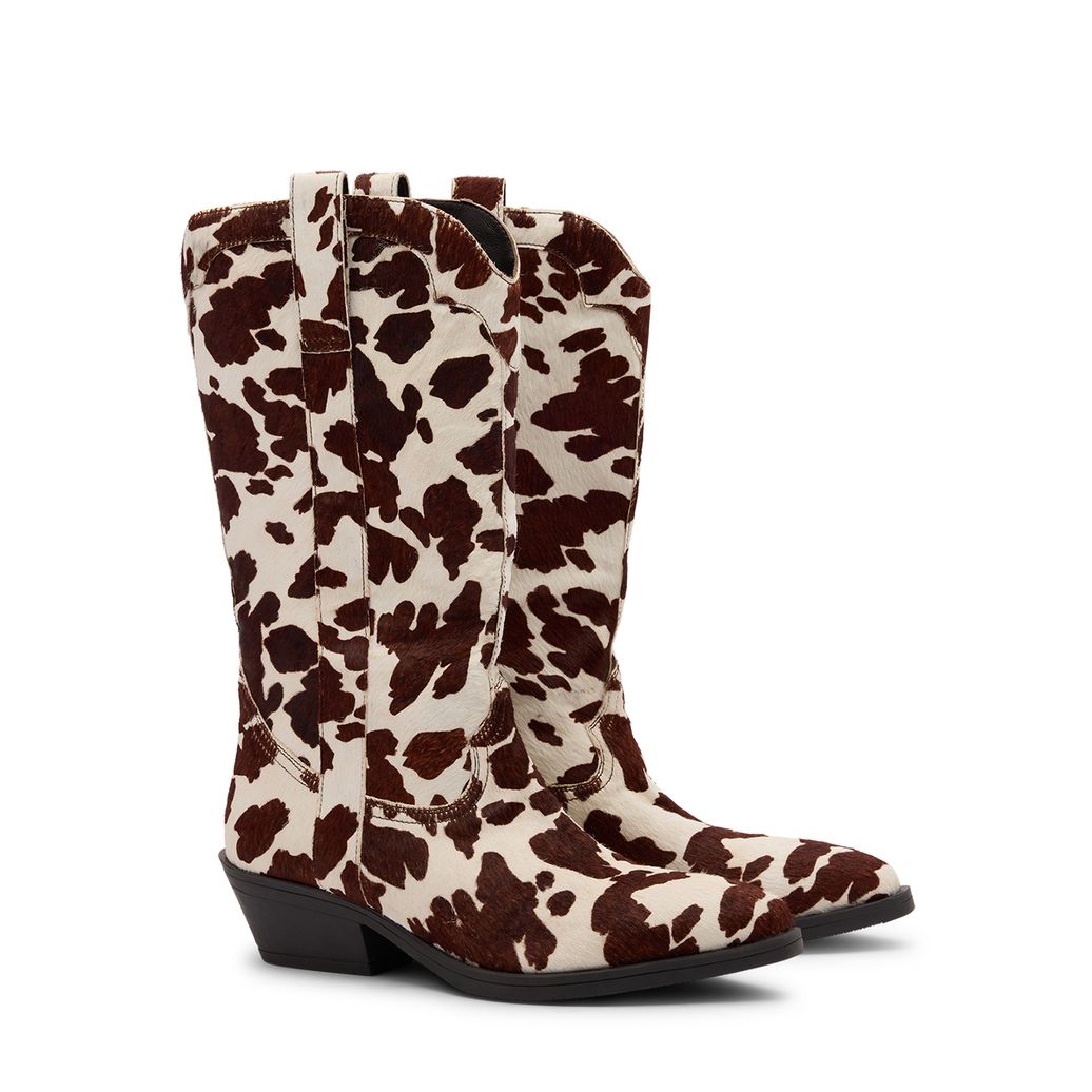 Bruine cow print cowboylaarzen
