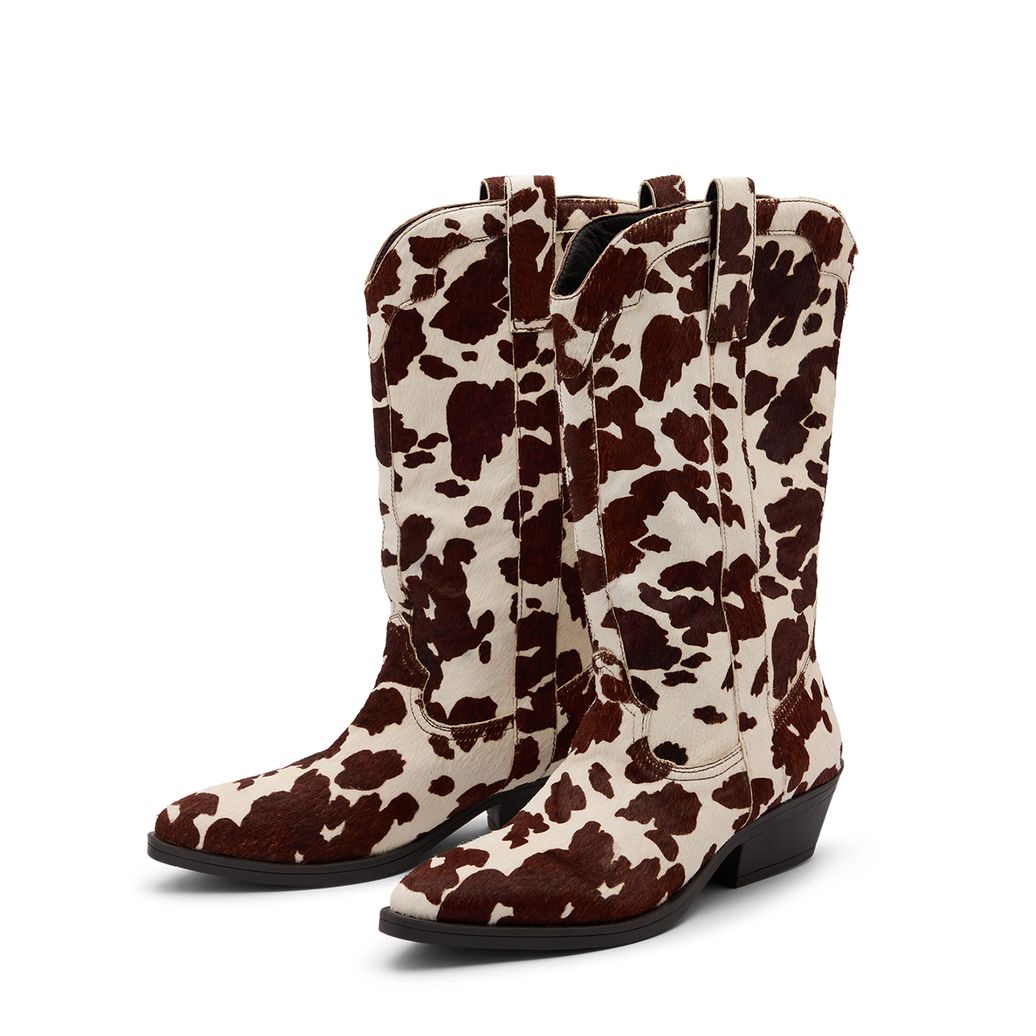 Bruine cow print cowboylaarzen