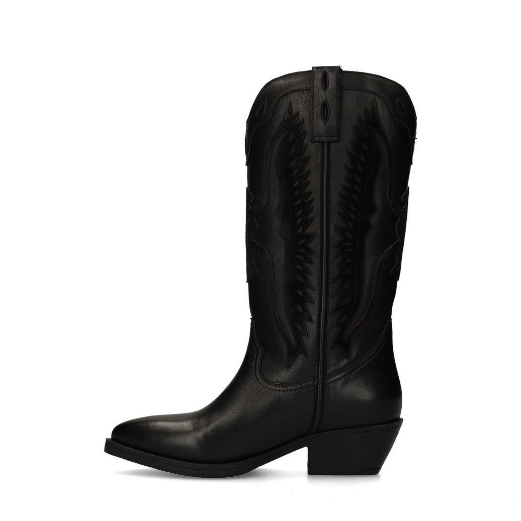 Zwarte leren cowboylaarzen met suède details