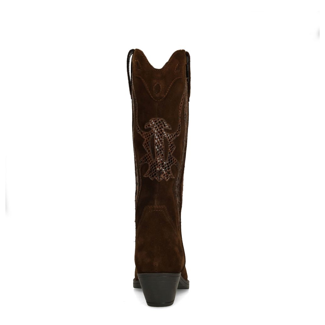 Bruine suède cowboylaarzen met snake details