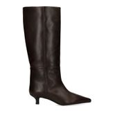 Schwarze Lederstiefel mit Kitten Heel